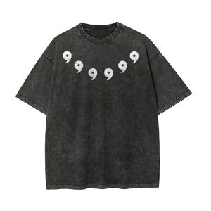 Bandai | Naruto Sage of Six Paths T Shirt Magatama Vintage Acid Wash Streetwear Breathable Retro Anime Graphic Cotton Men Tees Clothing