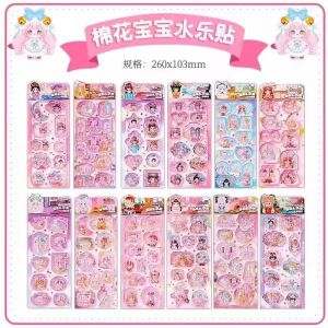 Sanrio 3D Shaking Water Stickers Cartoon Flashing Filling Stickers 3D Cartoon Cute DIY Water Stickers for Children