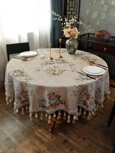 New Chinese Style round Tablecloth Luxury Home Use High End Sensation Elegant Dining Table Cover Premium Quality Fabric