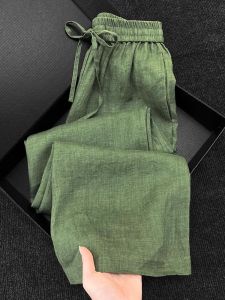 DANTING | Relaxed Loose Lounge Style Green Womens Summer Culotte Trousers