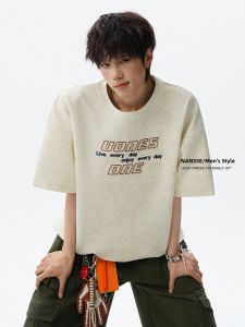 NANSSE | Tie-Dye Embroidered Letter T-Shirt Loose