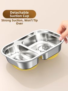 YOULUNMEI | Sectioned Anti-slip Stainless Steel Baby Feeding Tray L