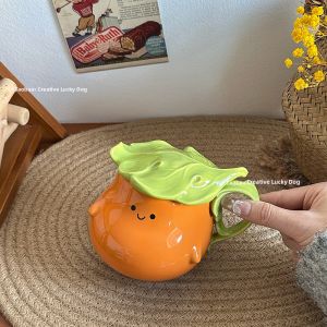 Adorable Cartoon Persimmon Cup with Lid