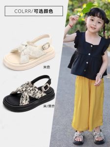 Princess Style Soft Bottom Sandals for Girls ABC Defier Childrens Shoes Summer Slip-On Beach Slippers Anti-Slip Rubber Sole