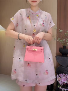 Shalldoer | Bộ đồ hai mảnh phong cách Trung Hoa mới mùa hè 2025 Bộ đồ hai mảnh mát mẻ tinh tế Bộ quần áo ngắn tay cổ đứng cho nữ