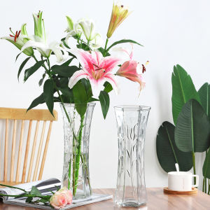 Large Creative Transparent Hexagonal Glass Vase Water Cultivated Lucky Bamboo And Lilies Fresh Flowers Home Living Room Decorations