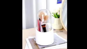 360° Rotating Makeup Brush Holder Makeup Brushes Organizer with Lid Cosmetic Display Case Cosmetic Brush Storage Box