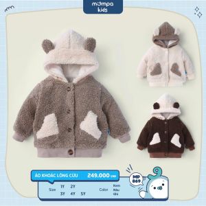 Áo khoác lông cừu cho bé Mompa 1-5 tuổi vải Cotton ấm áp mềm mại 869