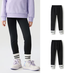 Balabala | BalaBala Childrens Fleece Lined Tights Warm Base Layer Pants for Girls Autumn Winter Fashion Princess Style Pure Color Long Pants