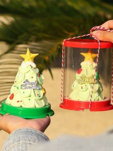 Christmas 2-Inch Cake Packing Box Mini round Cake Dessert Box Gift Box Christmas Tree Transparent Packaging Box