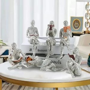 Nordic Modern อ่านรูปปั้นผู้หญิง Nordic Art Thinker รูปปั้นเรซิ่น Thinker เดสก์ท็อปประติมากรรมอ่านผู้หญิง Home Home ประติมากรรม