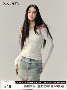 ViaPitti Butterfly Knot Embellished Slim Fit Shoulder T-Shirt Womens Base Layer Spring Long Sleeve Cotton Polyester Blend