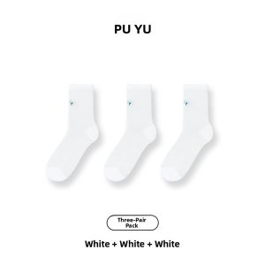 PUYU | Summer Thin Mid-Calf Ballet Style Long Tube Socks Womens Miu Series Cute Combed Cotton Antibacterial Pure Color Socks