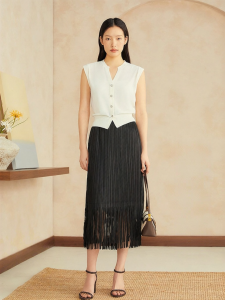 Summer French Elegant Stylish Slimming Tassel Flare Skirt