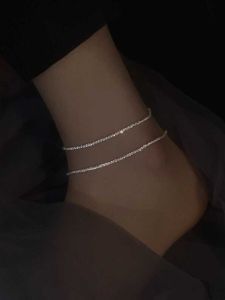 Cool Style 925 Silver Plated Sparkling Anklet Ins Niche Style Affordable Luxury Fashion Foot Ornaments Classy Starry Foot Pure Necklace