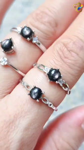 Collection Grade Hypersthene Full S925 Silver Adjustable Ring