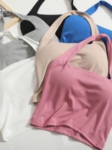 Solid Color Tight Halter Neck Inner Wear Street Style Short Synthetic Fiber Vest for Women in Their 20s And 30s
