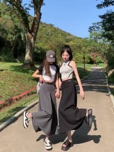 Elegant Stylish High Waist Slimming Top A-line Skirt Set