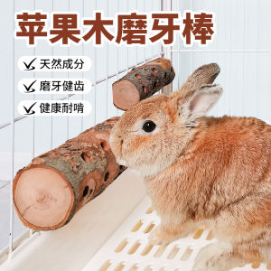 Apple Wood Hanging Toy Chew Stick for Rabbit Guinea Pig Piggy Pet Relief Boredom Dentition Stick Pet Supplies Rabbit Category
