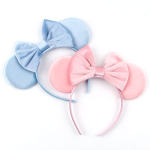 1pc Elegant Velvet Hair Accessory Fashion Solid Color Mickey Mouse Ear Headband For Wear Party Theme Parks Women Headband