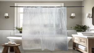 MATOUGUI - Tirai Kamar Mandi Anti Air Shower Bathroom Curtain Motif Polos Tebal JS-YL-07