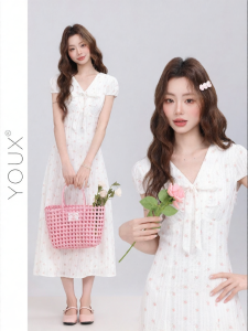 YOUXIANG | Đầm Hoa Ngọt Ngào và Thon Gọn