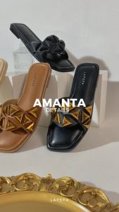 LAPEPA AMANTA Sandal Slop Wanita Kekinian Sendal Hak Datar Cewek Sendal Flat Casual Terbaru