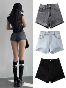 กางเกงขาสั้นผ้ายีนส์เอวสูงทรงเข้ารูปสำหรับผู้หญิงในช่วงฤดูร้อน กางเกงขาสั้นทรงเข้ารูปทรงเข้ารูปบางสำหรับผู้หญิง ทรงเข้ารูป สไตล์ลำลอง ทรงเข้ารูป ทรงเข้ารูป