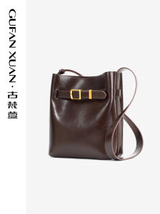 Gufanxuan Genuine Leather Bucket Bag Womens Large Capacity Commuter Crossbody Tote Bag Korean Style Single Shoulder Bag