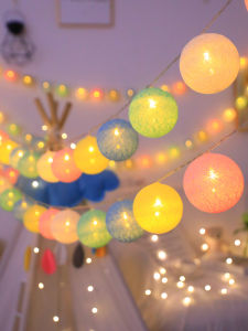 Romantic Cotton Thread Ball String Lights Decorative Lighting Atmosphere Setup Pink Girl Heart Nordic Style Living Room Decor