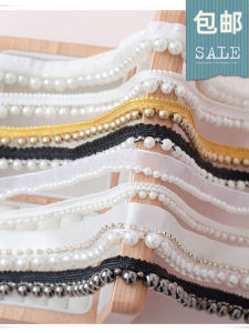 Black White Gold Beading Braid Lace DIY Cheongsam Wedding Dress Collar Cuff Handmade Pearl Lace