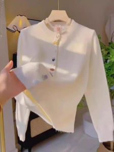 เสื้อสเวตเตอร์ถักแขนยาวคอตั้งฤดูใบไม้ร่วงฤดูหนาวสำหรับผู้หญิง เสื้อคลุมคาร์ดิแกนถักแบบเปิดหน้ากระดุมเดียว ทรงหลวม อบอุ่น นุ่ม ใส่ไปทำงาน