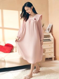 LUNILAI | Pink Long Sleeve Loose Womens Sleepwear Funi Love Name Style Home Clothes Outdoor Wearable V Neck Polyester Blend Fabric