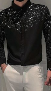 Áo sơ mi nam áo sơ mi dài tay phối họa tiết ngôi sao cực sang xịn mịn H59
