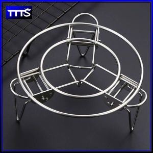 ชั้นวางที่นึ่งเหล็กสแตนเลส304แบบพับได้ปรับความสูงของขนาดได้ขาตั้งห้องครัวอเนกประสงค์สำหรับชามหม้อ