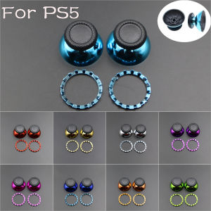 1Set Electroplating Analog Joystick Thumb Stick Grip Cap Replacement Parts for PS5 Controller Thumbstick Replacement With Rings