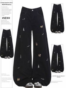QIANCHANGNAAI | Slimming Cartoon Embroidery Womens Jeans
