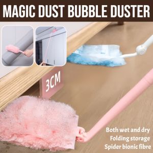 【Electrostatic Adsorption】Magic Dust Bubble Duster Dust Cleaner Feather Duster Long Pole Foldable Antibacterial Static Electricity Removal Dust Cleaning Tool