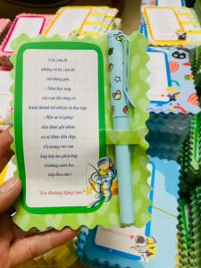 Combo 10 Set thiệp cài bút máy thiệp cài bút chì làm quà tặng cho học sinh đầu năm học cuối năm học