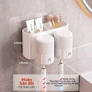 Joybos | Gắn Tường Đựng Đồ Chải Răng và Cốc Không Cần Khoan