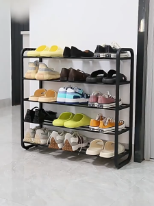 VISION 5-Tier Foldable Shoe Rack | Stackable Stainless Steel Shoe Organizer | Colorful Space-Saving Storage