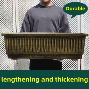 flower pot pasu bunga plastik garden Rectangular flowerpot more European plastic strip basin to plant vegetables vegetable family extra large balcony flowerpot Beautiful and durable