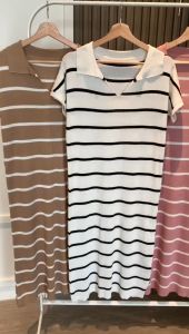 D11397 Relax Casual Stripe Knit Dress