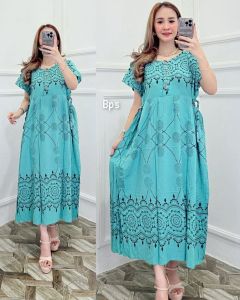 dress jenna serut dada viral kekinian - dress serut dada motif terbaru kain rayon adem halus dan nyaman