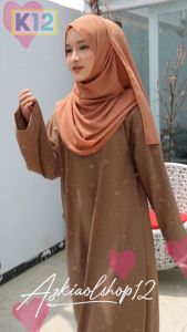 Abaya Polos Elegan Lengan Panjang Gaya Asia - Warna Black/Mahogany/Pink