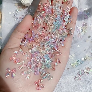 200pcs Phụ kiện trang trí móng tay hình nơ 3D dễ thương DIY