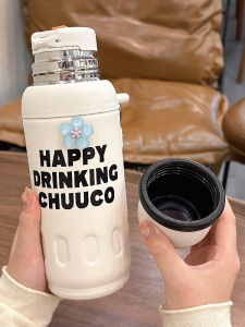 Simple Large Capacity Portable Sports Insulated Mug & Office Tea Water Separation Cup with Lid Student Water Bottle Drinking