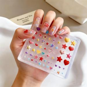 1Pcs 3D Heart Star Silicone Nail Mold Multi- Shpes Pentagram Love Nail Charms Transparent Manicure Template DIY Decorations Tool