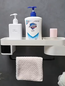 Rak Dinding Tempel Tempat Sabun Kamar Mandi Rack Sudut Putar Penyimpanan Serbaguna