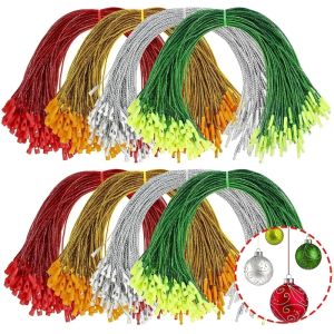 100Pcs Christmas Ornaments Hanging String Xmas Tree Ball Ribbon Hook Ropes 20cm Tag Label Decoration String with Snaps Locking